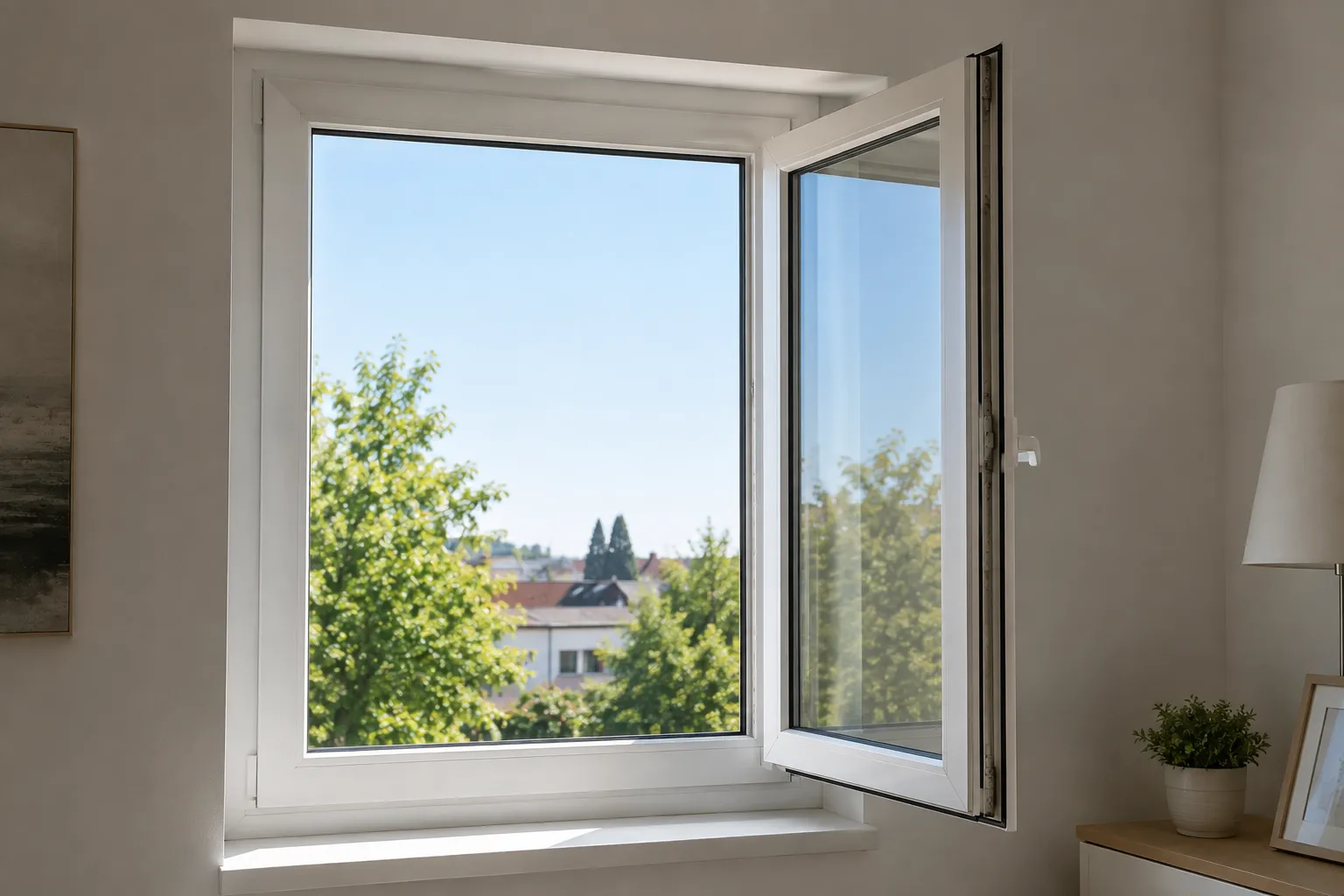 Ventana Oscilobatiente de aluminio con apertura practicable tradicional