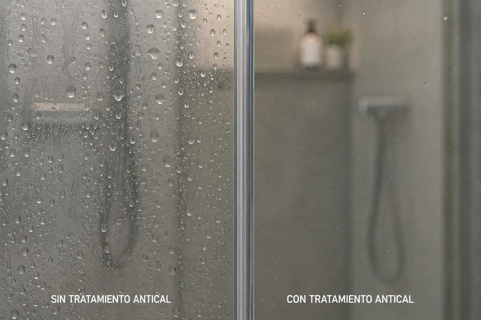 Comparativa de gotas de agua sobre vidrio con tratamiento antical