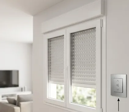 Motorización de persianas de aluminio enrollables con interruptor de pared